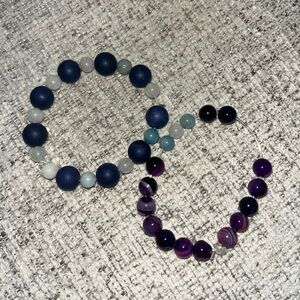 ❤️‍🔥BOGO FREE Jade Beaded Bracelet Set of 3 Purple Quartz Blue boutique